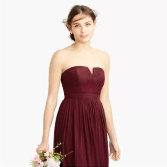 J. Crew Dresses & Skirts - J Crew Women's Nadia Silk Chiffon Dress Cocktail Party Wedding Burgundy Sz 6 NWT